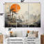 «Bold Sunset China Landscape Collage», ensemble d'art mural chinois-107761466-107761468