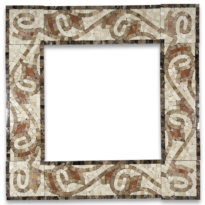 8" x 20" Marble Mosaic Sheet Wall Floor Use Tile, Brown/Red/Beige