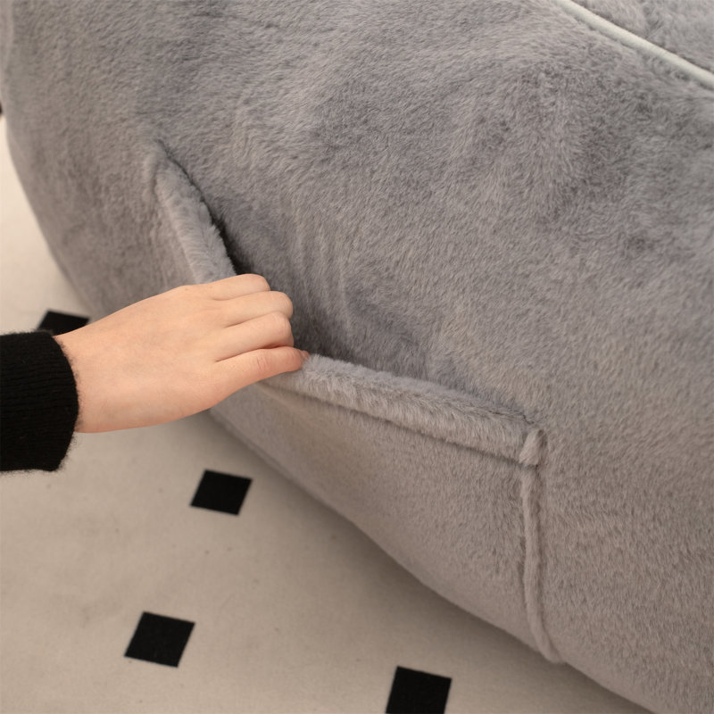 Fauteuil à billes Comfy, Fausse fourrure grise