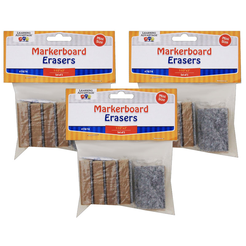 Mini Brown and Gray Felt Whiteboard Erasers Set of 5