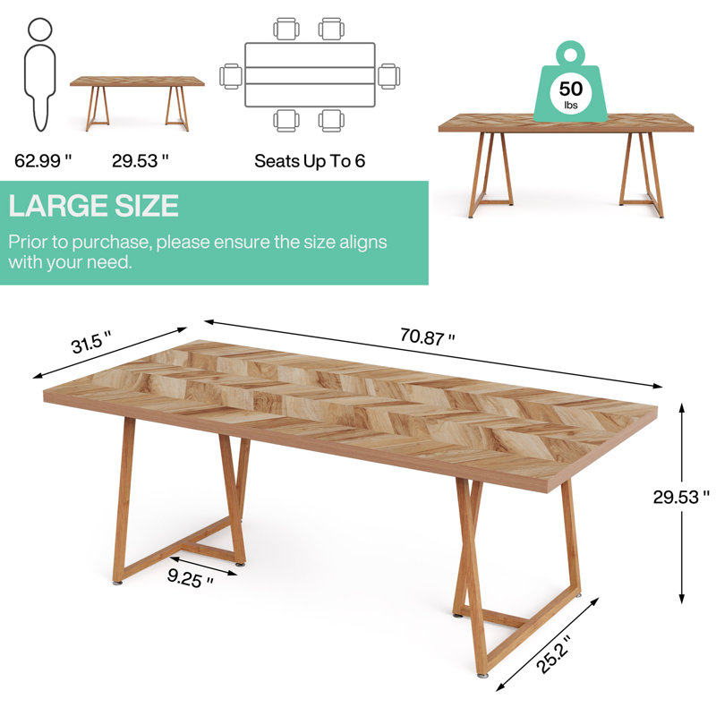 Leesen 70.9'' Rectangular  Dining Table for 6