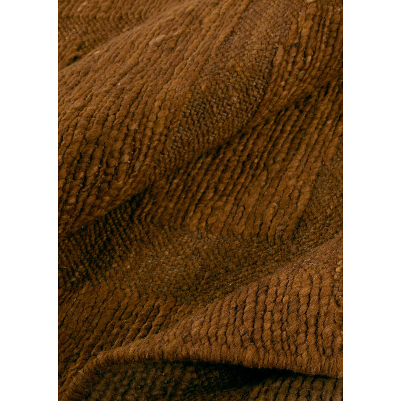 New Textures Collection Handmade and Flatweave Wool Area Rug, Orange, Rectangle 8' x 10'