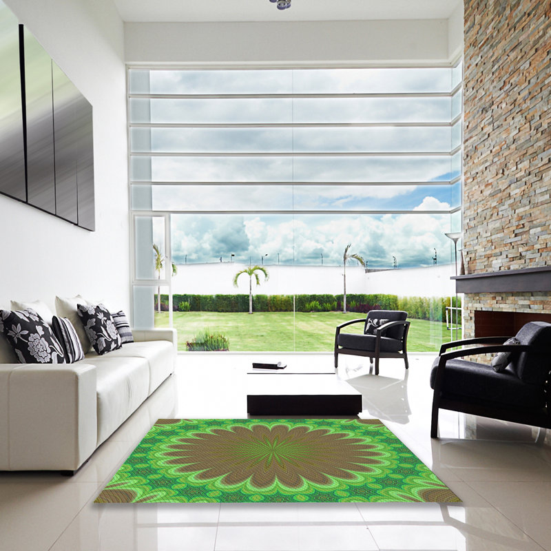 Tapis vert tissé à la machine, Carré 5 pi