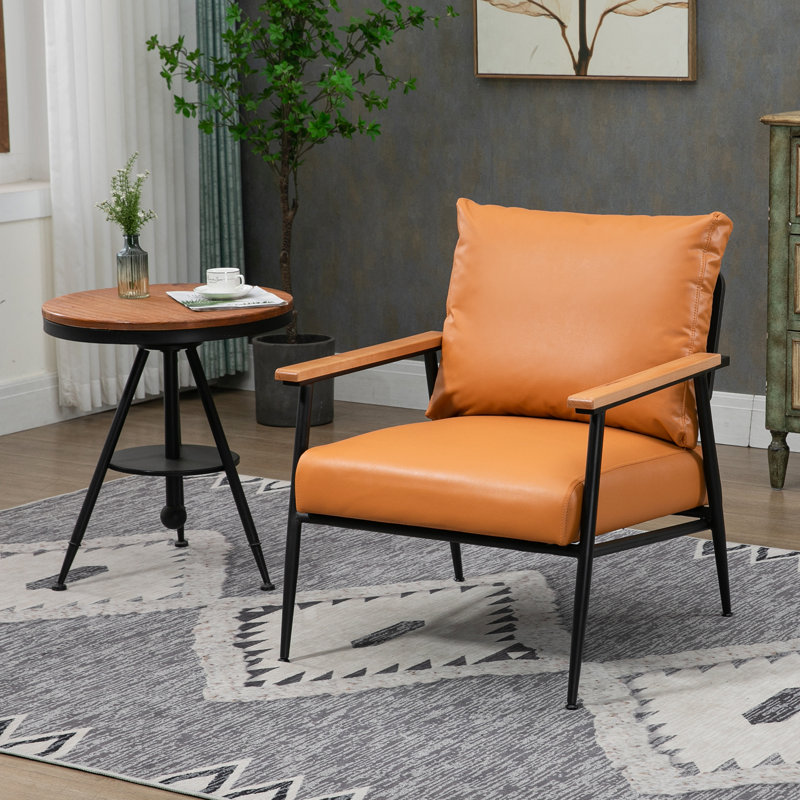 Fauteuil d'appoint Yanalis, Similicuir orange