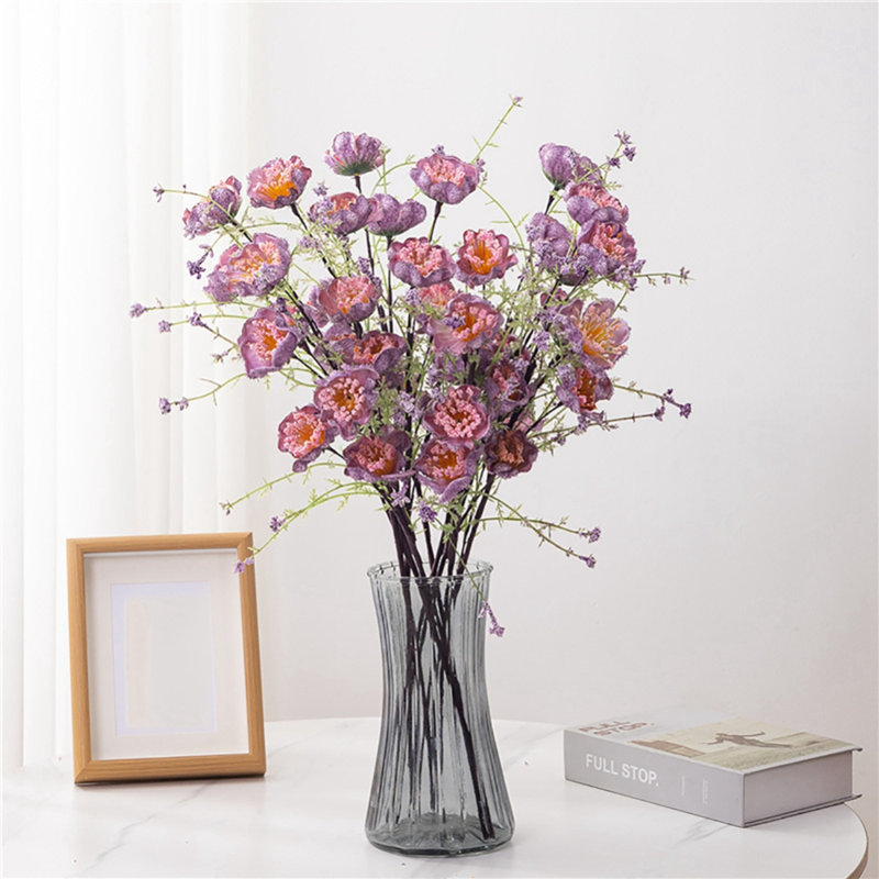 8 pièces de décoration en mousse de rhododendron et papillon simulées, Mauve