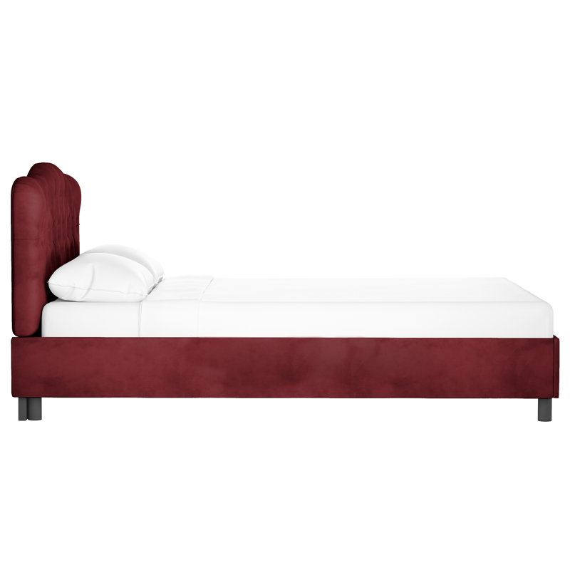 Pires Upholstered Platform Bed, King, Classic Berry Velvet