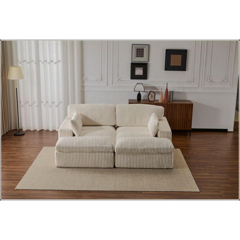 Double méridienne intérieure, canapé-lit rembourré surdimensionné pour l'intérieur, canapé-lit luxueux à assise profonde, causeuse modulaire, causeuse en velours côtelé pour le salon, aucun assemblage requis