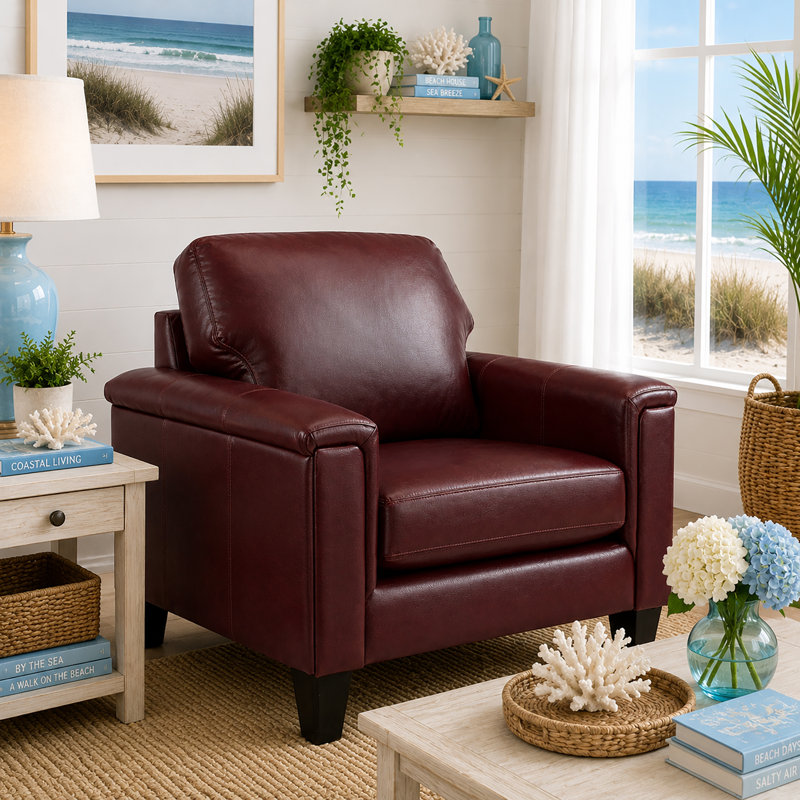 Ensemble de salon en cuir véritable Deboer, Cuir synthétique cerise, 2 Pieces: Sofa, Chair
