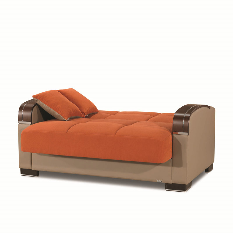 Causeuse convertible avec rangement Primenest, Orange/beige
