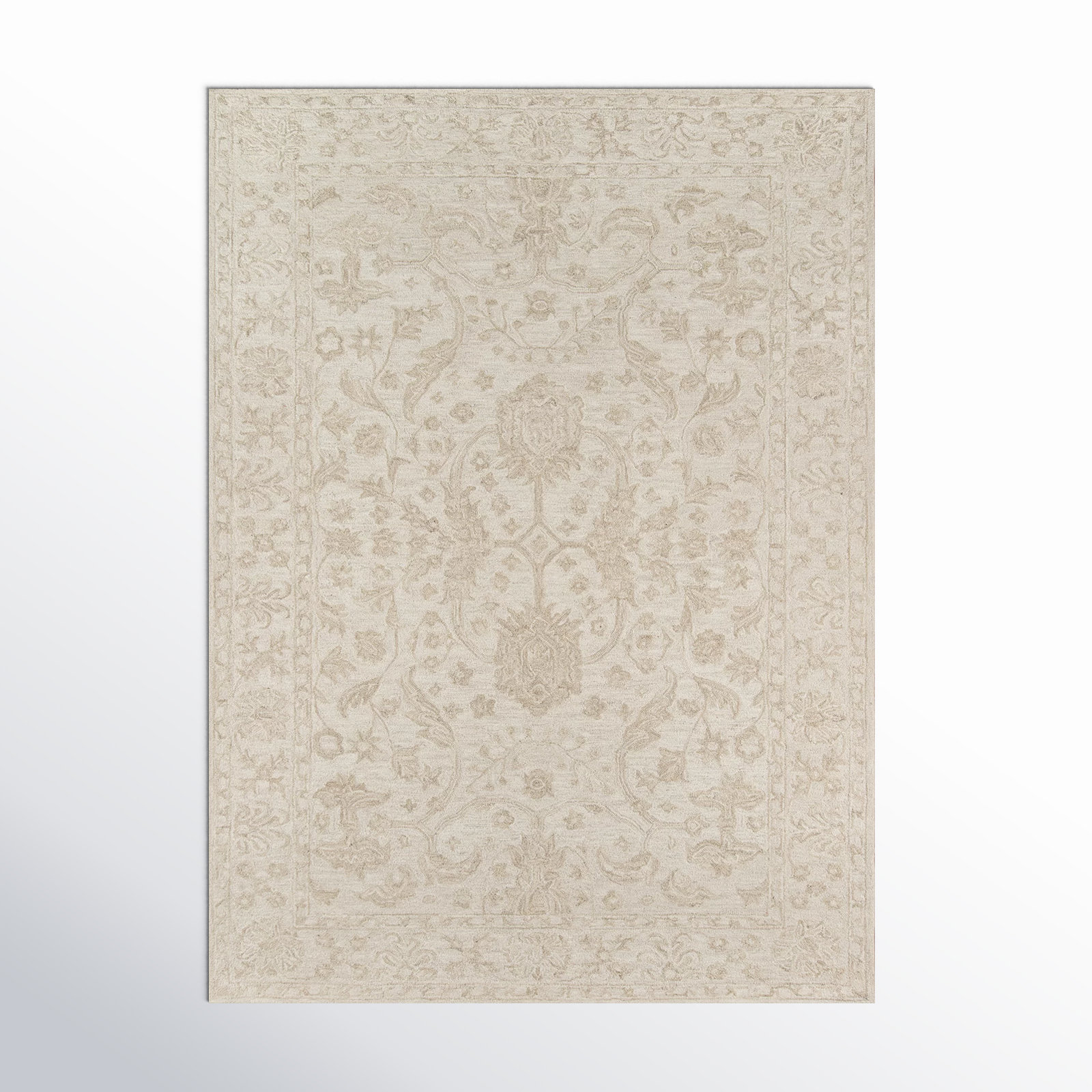 Cece Hand Tufted Wool Beige Rug, Rectangle 2' x 3'