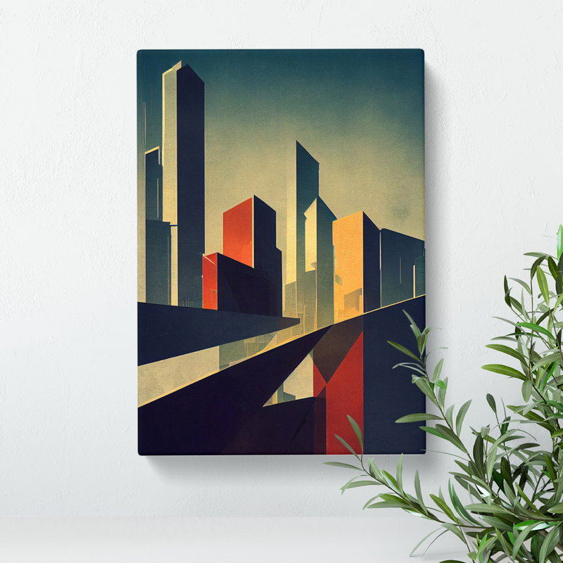 Angular City Skyline Abstract - Wrapped Canvas, 76cm H x 50cm W x 3cm D