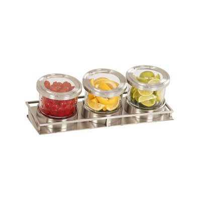 Stainless Steel 3 Jar Mixology Display - 32Oz Jars with Hinged Lid