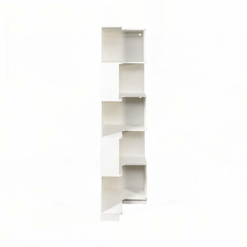 Bibliothèque d'angle à 5 niveaux avec chicane, Blanc