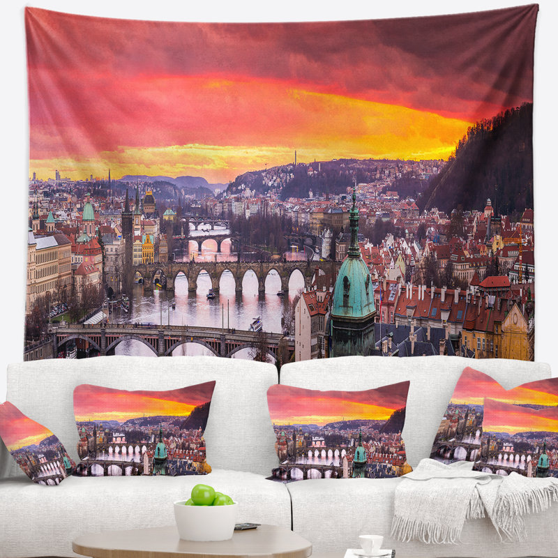Tapisserie panorama à ponts en polyester avec accessoires suspendus en polyester inclus, H 50 po x l 60 po