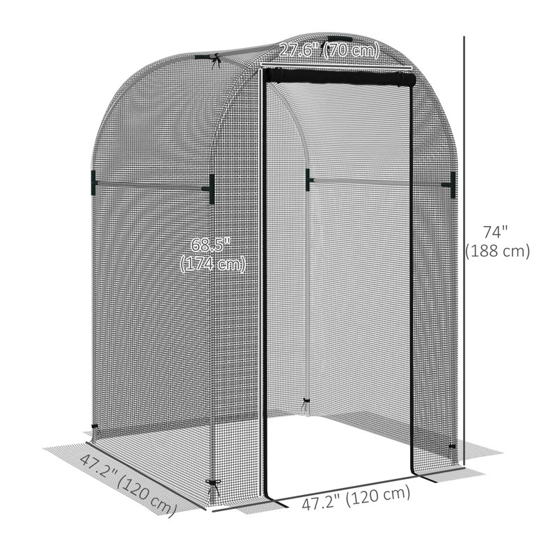 Black Steel 4' x 4' Curved Roof Plant Protection Tent