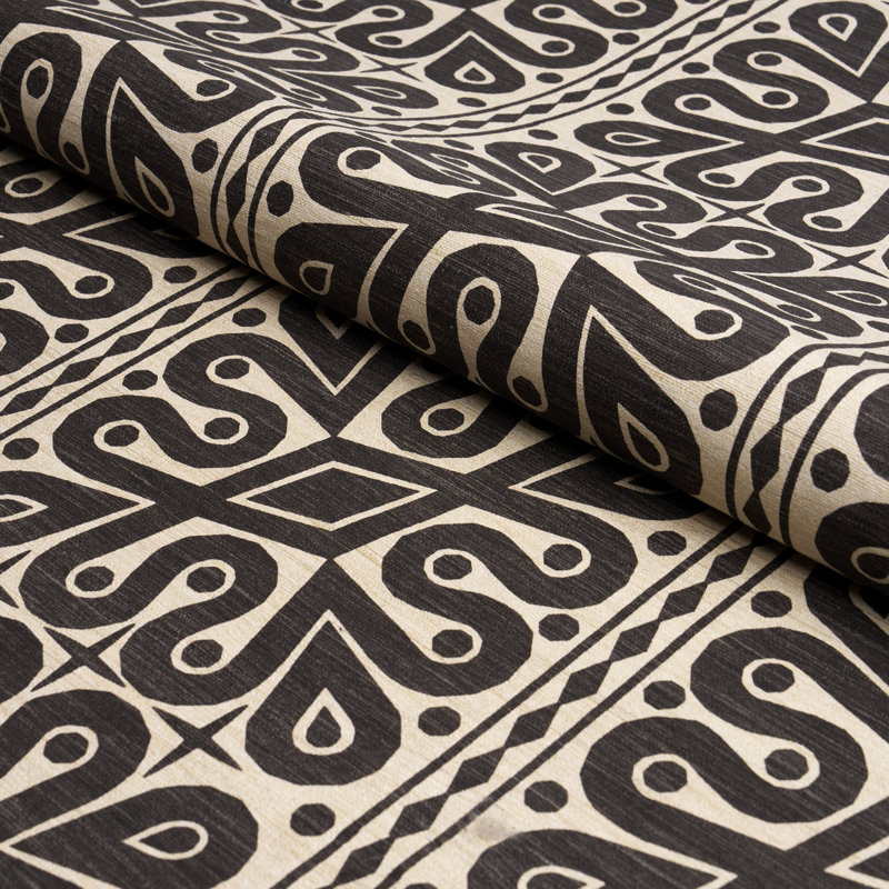 Schumacher x Celerie Kemble Borneo Silk Fabric, Black