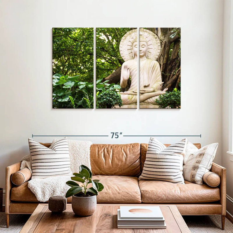 Statue de Bouddha Adella dans les bois, H 36 po x l 57 po