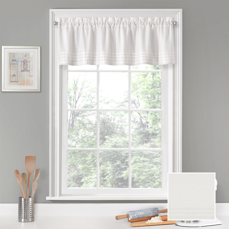 Cantonnière sur mesure de couleur unie en mélange de coton de 52 po, Blanc