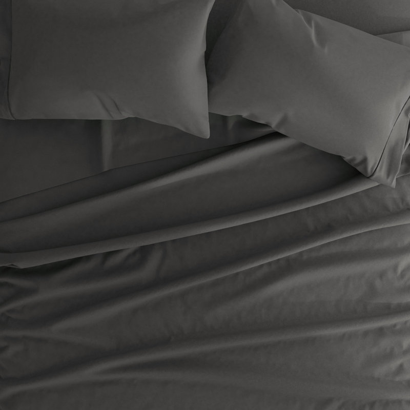 Ensemble de draps en flanelle de coton Rience, Gris, Très grand