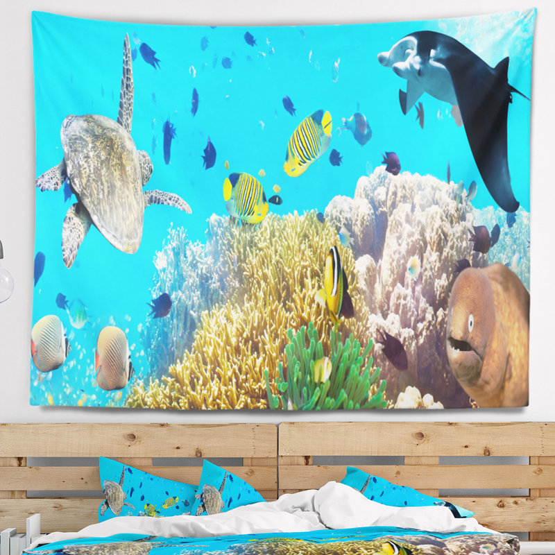 Photographie sous-marine avec des créatures marines, H 32 po x l 39 po