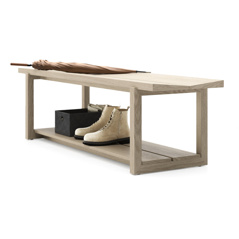 KAVA Solid Wood Bench, Washed Oak