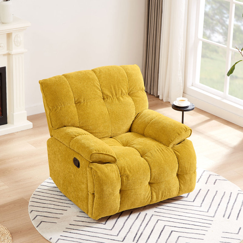 Fauteuil inclinable pivotant de 38,58 po Anaahat, Polyester jaune