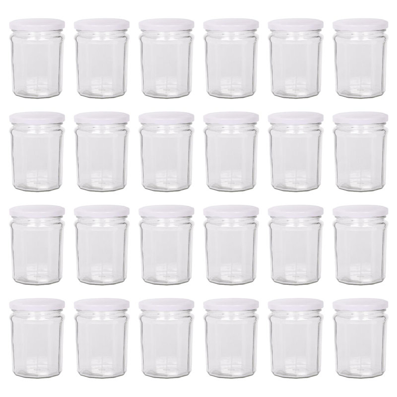 Glass Jar - Set of 24, 380ml, White