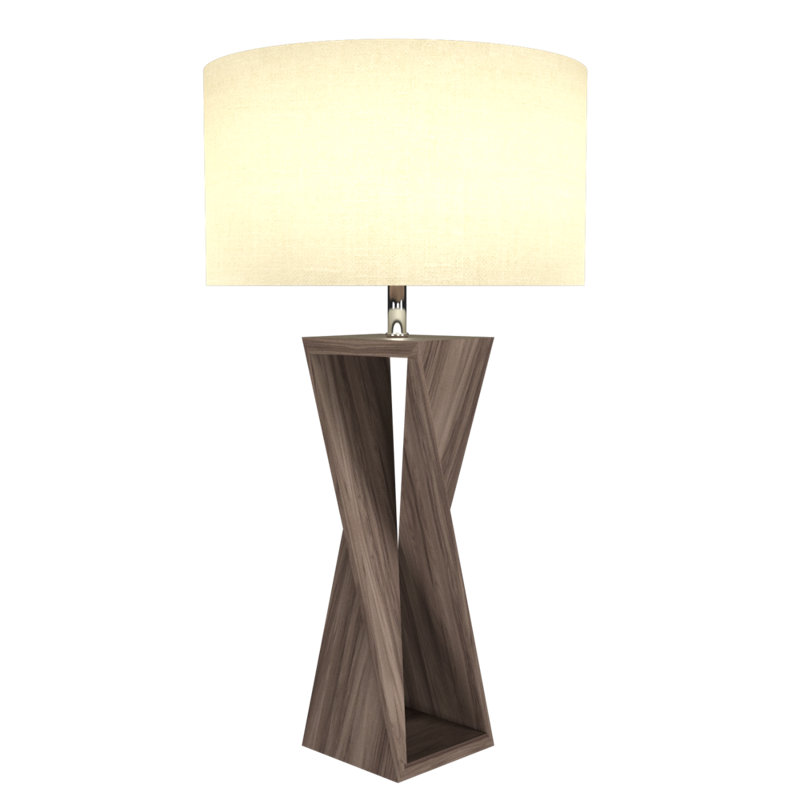 American Walnut Contemporary Table Lamp with Natural Wood Veneer