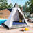 Patio Daybed With Colorful Pillows, Cushions, Gray And Blue, Tent Shape, Adjustable Feet, 700 Lbs Weight Capacity Distinctive Pillows Outdoor Sun Deck Chair - Style, Feet