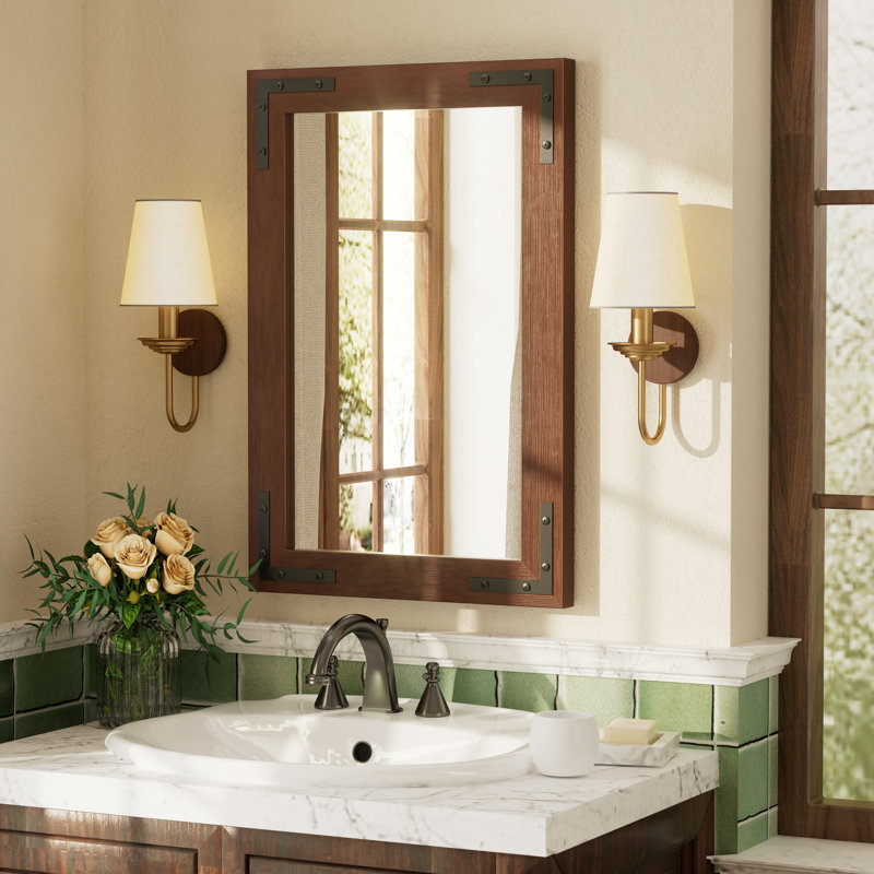 Miroir mural Amara Rustic Farmhouse, Brun, 24 po x 16 po