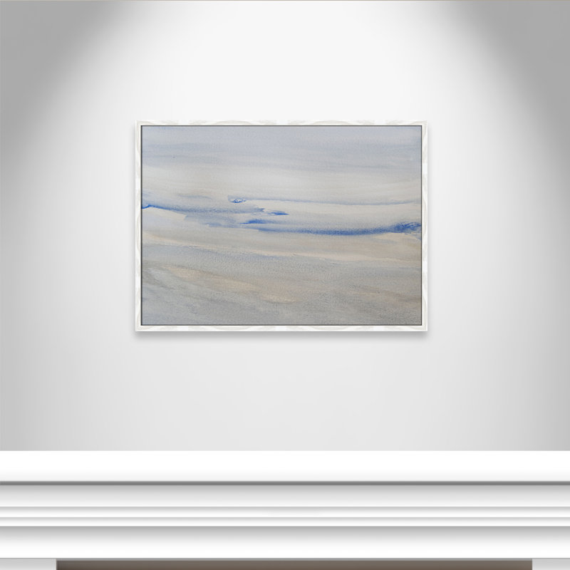 «Silent Direction Print» par S.H. Khân, L 35,5 po x H 25,5 po, Impression encadrée, Grain de bois blanc