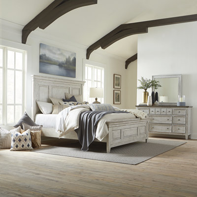 Haylee Panel Bed, Dresser & Mirror