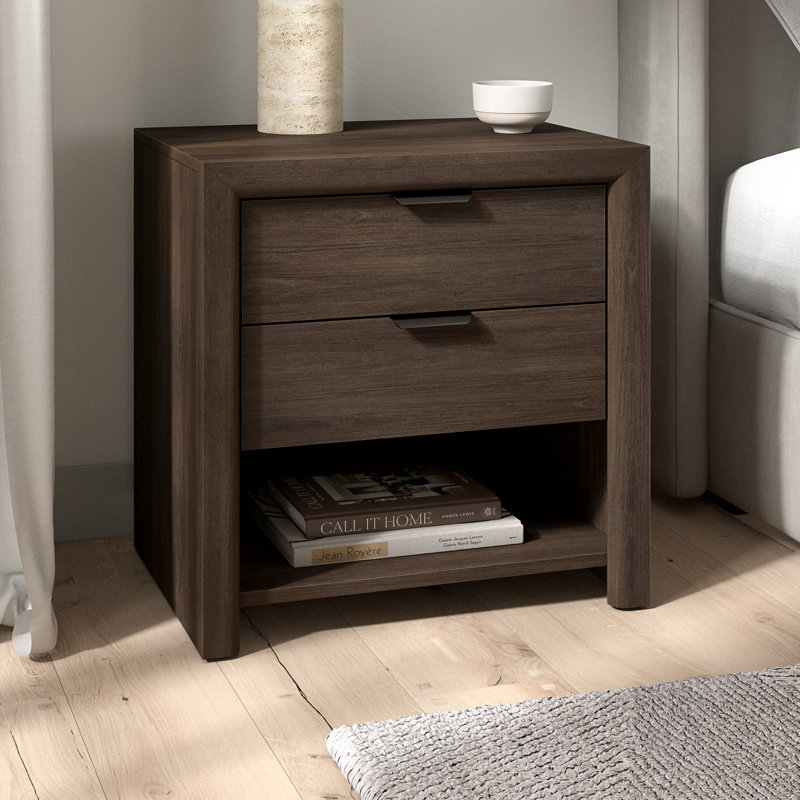 Clarice 24" Rectangular Nightstand in Brown Oak, Brown Oak