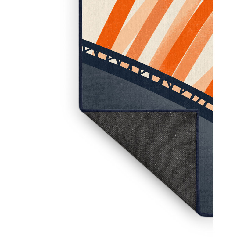 Tapis beige moelleux et moelleux à motif de trampoline de gymnastique moderne à arc, 5 x 7