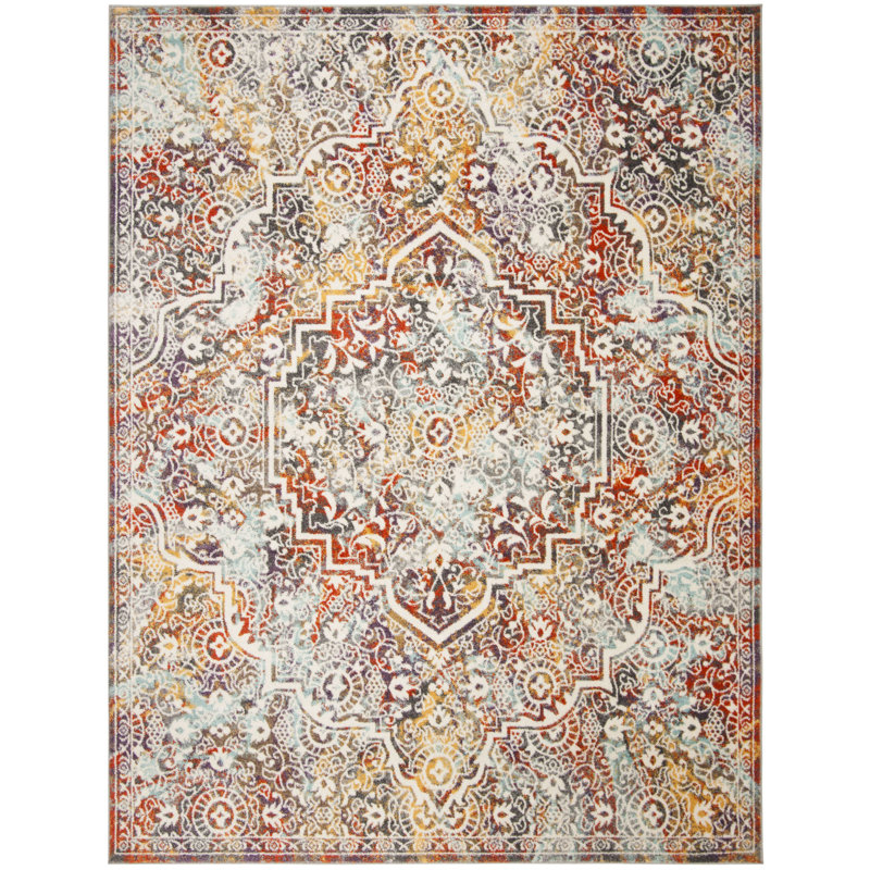 Felty Light Gray/Light Blue Rug, Rectangle 9' x 12'