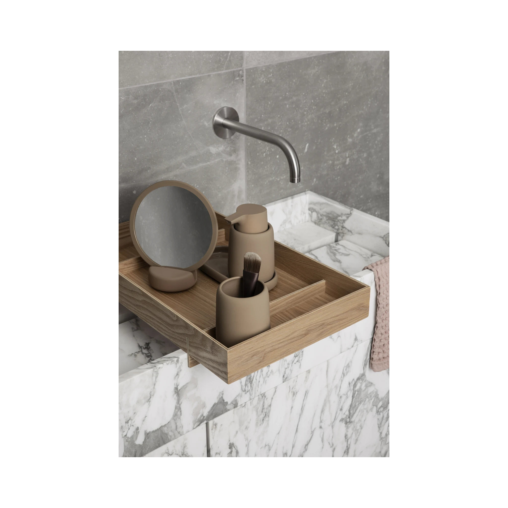 SONO Tumbler Toothbrush Holder, Silicone Covered  Tan