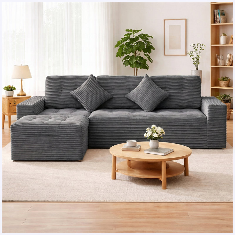 Ensemble de canapé modulaire 105 po avec repose-pieds et canapé modulaire en fausse fourrure de lapin