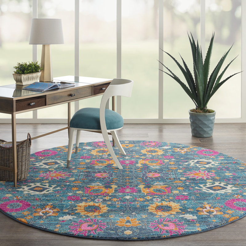 Justien Floral Indoor Rug, Round 8'
