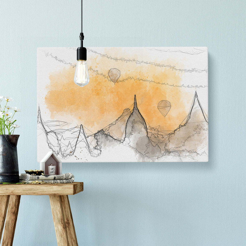 Hot Air Balloons over Old Bagan in Abstract - Wrapped Canvas Graphic Art Print, 35cm H x 50cm W x 3cm D