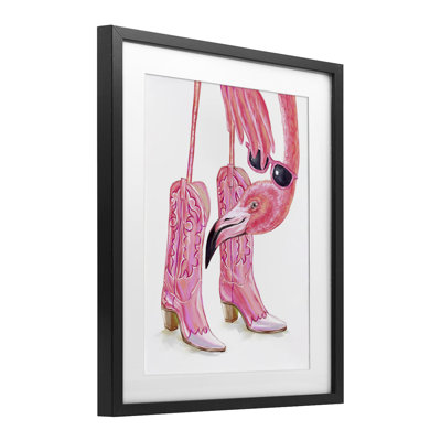 «Glam Cowgirl Flamingo», reproduction encadrée sous verre, conception de Ziwei Li