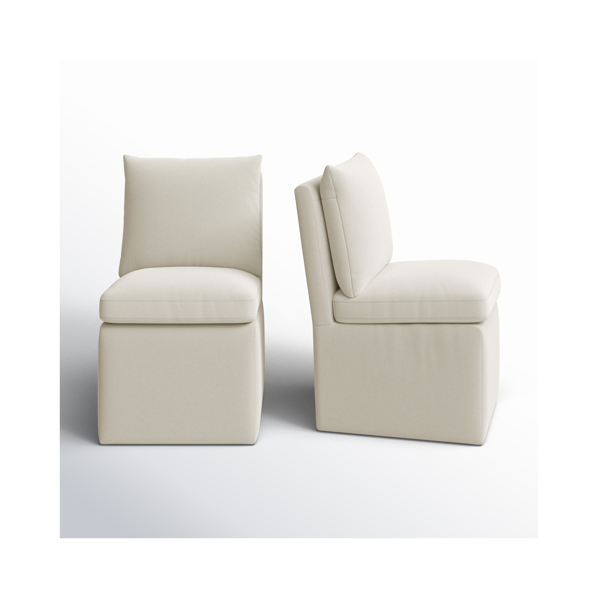Alayaa Upholstered Side Chair with Casters, Bella Beach Performance Velvet