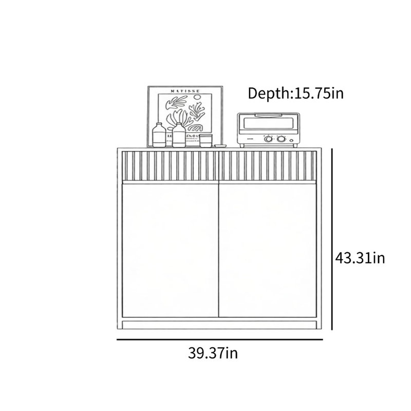 Armoire d'appoint Retro, H 43,31 po x l 39,37 po x P 15,75 po