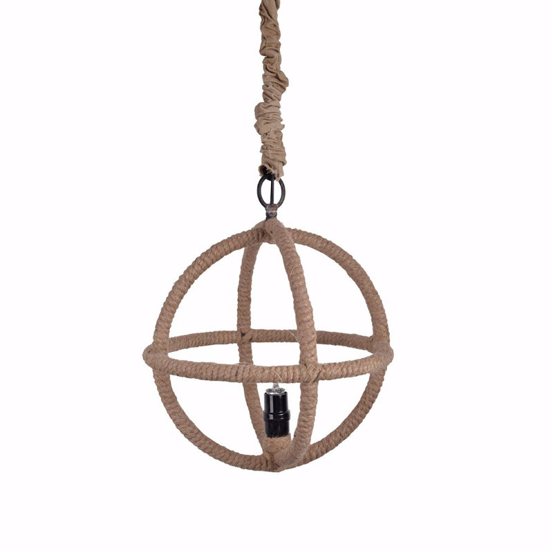 Luminaire suspendu sphère 1 lumières avec accents corde Rowden