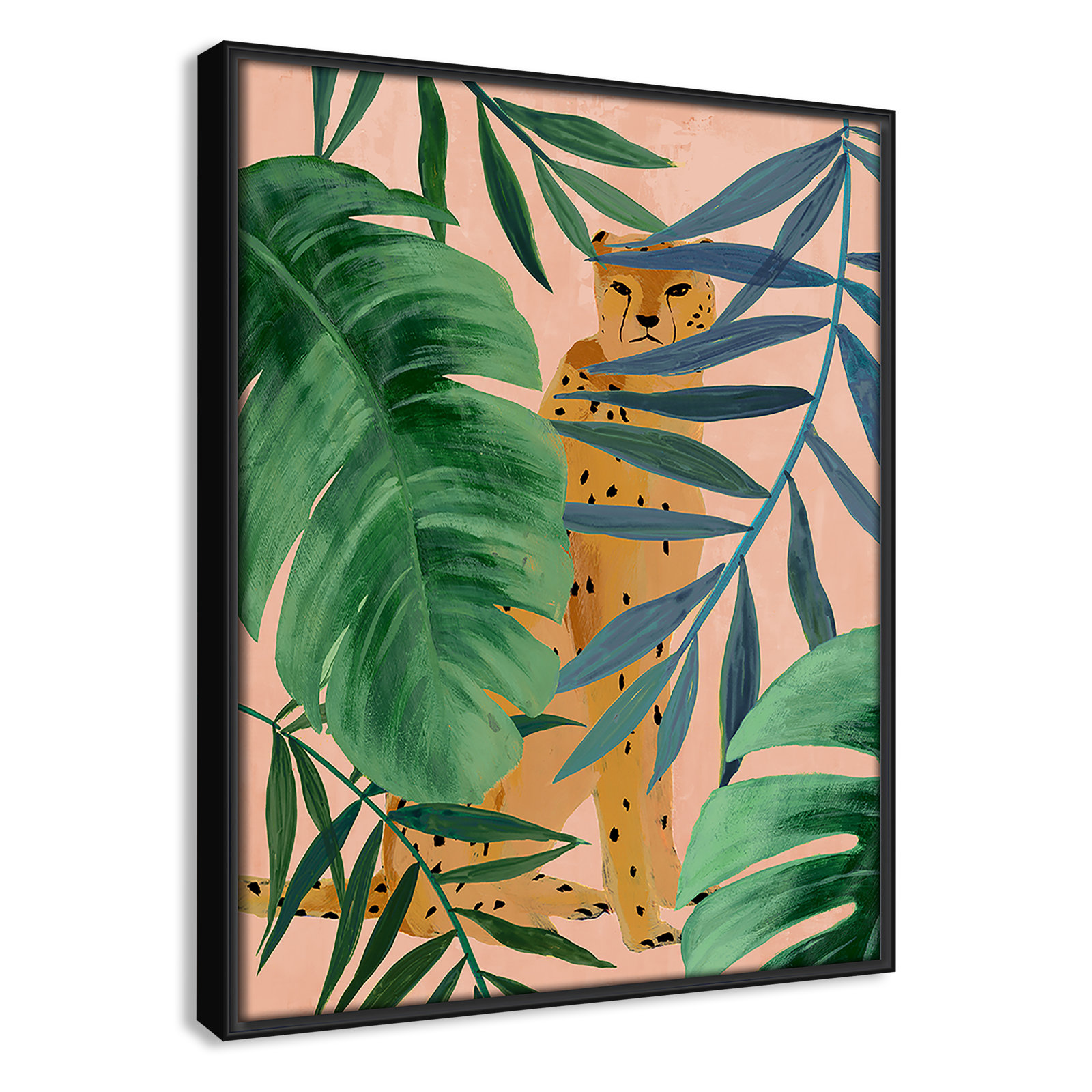 Allie "Silent Jungle" Painting by Isabelle Z, 15.5" H x 12.5" W x 2" D, Black Framed Canvas