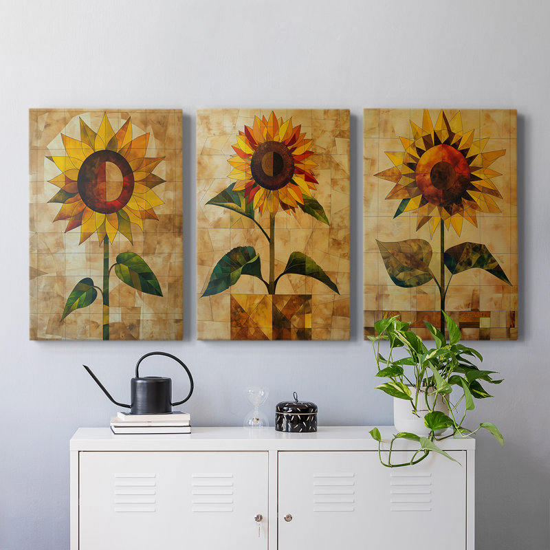 Série d'étude florale CLXII - Ensemble de 3 toiles tendues avec châssis - Prêt à être accroché, H 36 po x l 24 po
