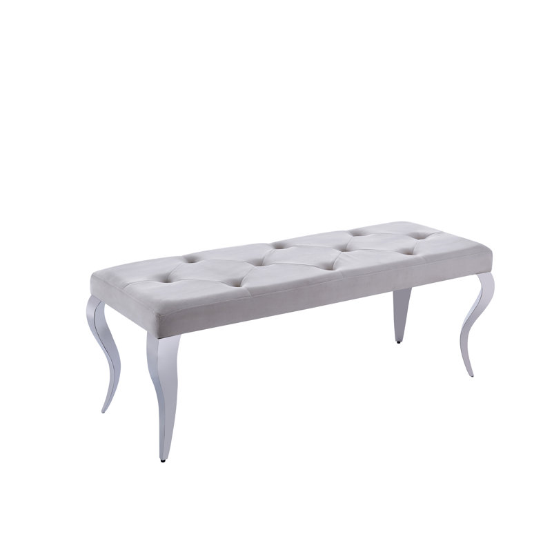 Segura Polyester Upholstered Bench, Cream