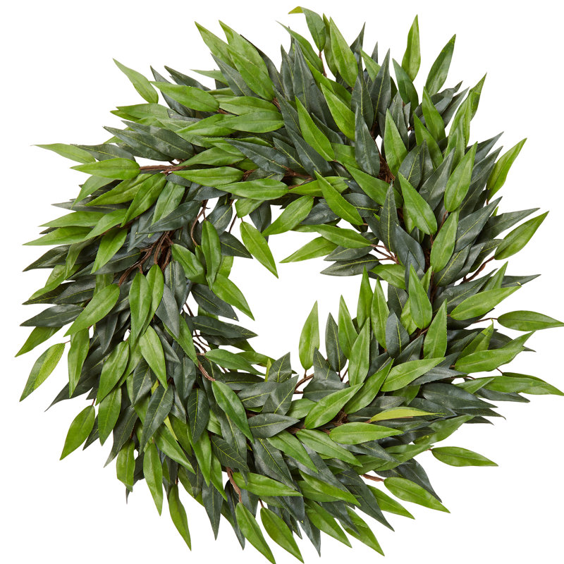 Couronne en polyester Ficus Microphylla, H 18 po x l 18 po x P 3 po