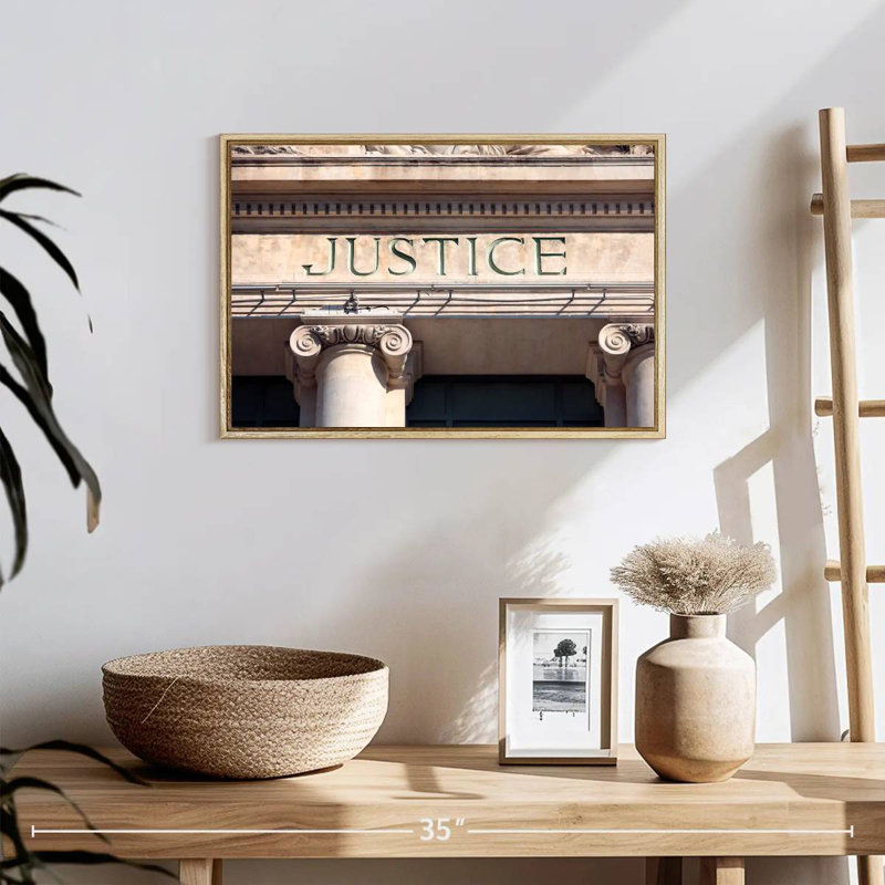 Enseigne de cour de justice, 19 po x 13 po, Cadre flottant en bois naturel