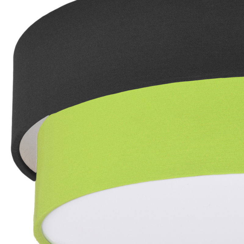 Elanaz Fabric Flush Mount, Neon Green, Black