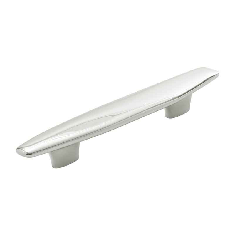 Pebble Collection Pull 3-3/4 Inch (96mm) & 5-1/16 Inch (128mm) Center to Center, Polished Nickel, 7.63"